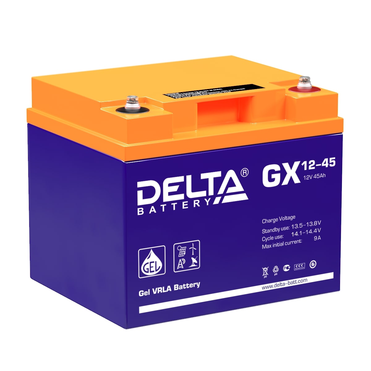 Аккумулятор DELTA GX 12-45 Фото 1 Аккумулятор DELTA GX 12-45 Обзор-Фото 1