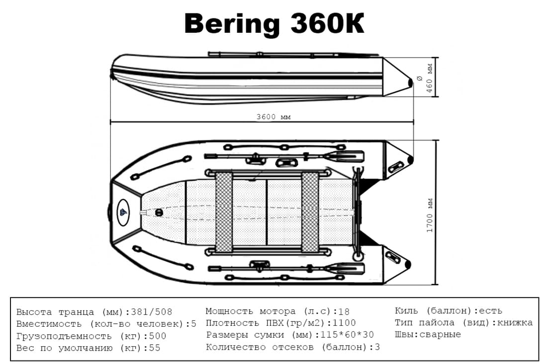 Лодка ПВХ BERING 360К (пол Книжка) Фото 13 Лодка ПВХ BERING 360К (пол Книжка) Обзор-Фото 13