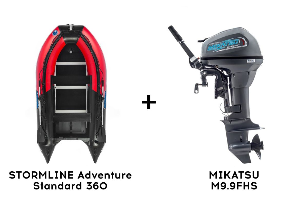 Лодка ПВХ STORMLINE Adventure Standard 360 + 2х-тактный лодочный мотор MIKATSU M9.9FHS Фото 1 Лодка ПВХ STORMLINE Adventure Standard 360 + 2х-тактный лодочный мотор MIKATSU M9.9FHS Обзор-Фото 1