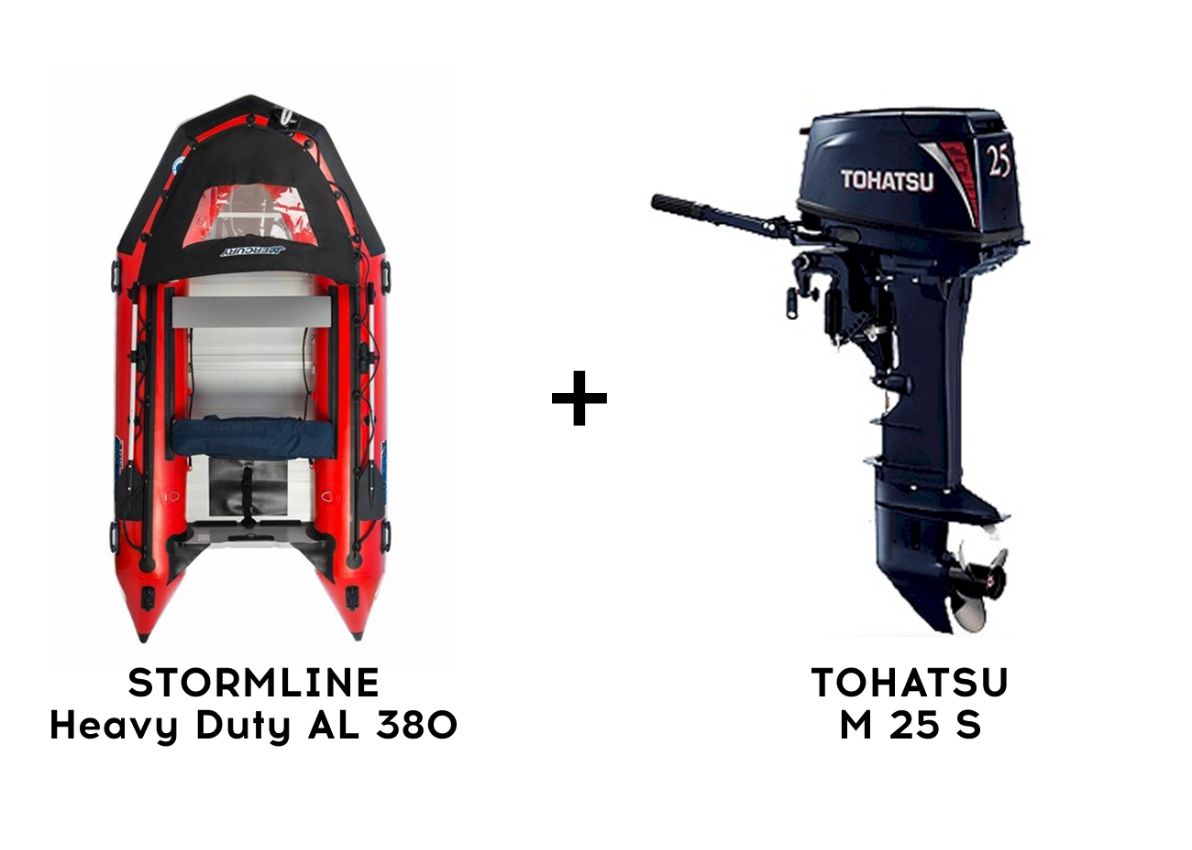 Лодка ПВХ STORMLINE Heavy Duty AL 380 + 2х-тактный лодочный мотор TOHATSU M 25 S Фото 1 Лодка ПВХ STORMLINE Heavy Duty AL 380 + 2х-тактный лодочный мотор TOHATSU M 25 S Обзор-Фото 1