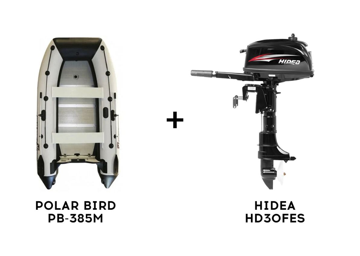 Лодка ПВХ POLAR BIRD PB-385M New Merlin (Кречет) + 2х-тактный лодочный мотор HIDEA HD30FES Фото 1 Лодка ПВХ POLAR BIRD PB-385M New Merlin (Кречет) + 2х-тактный лодочный мотор HIDEA HD30FES Обзор-Фото 1