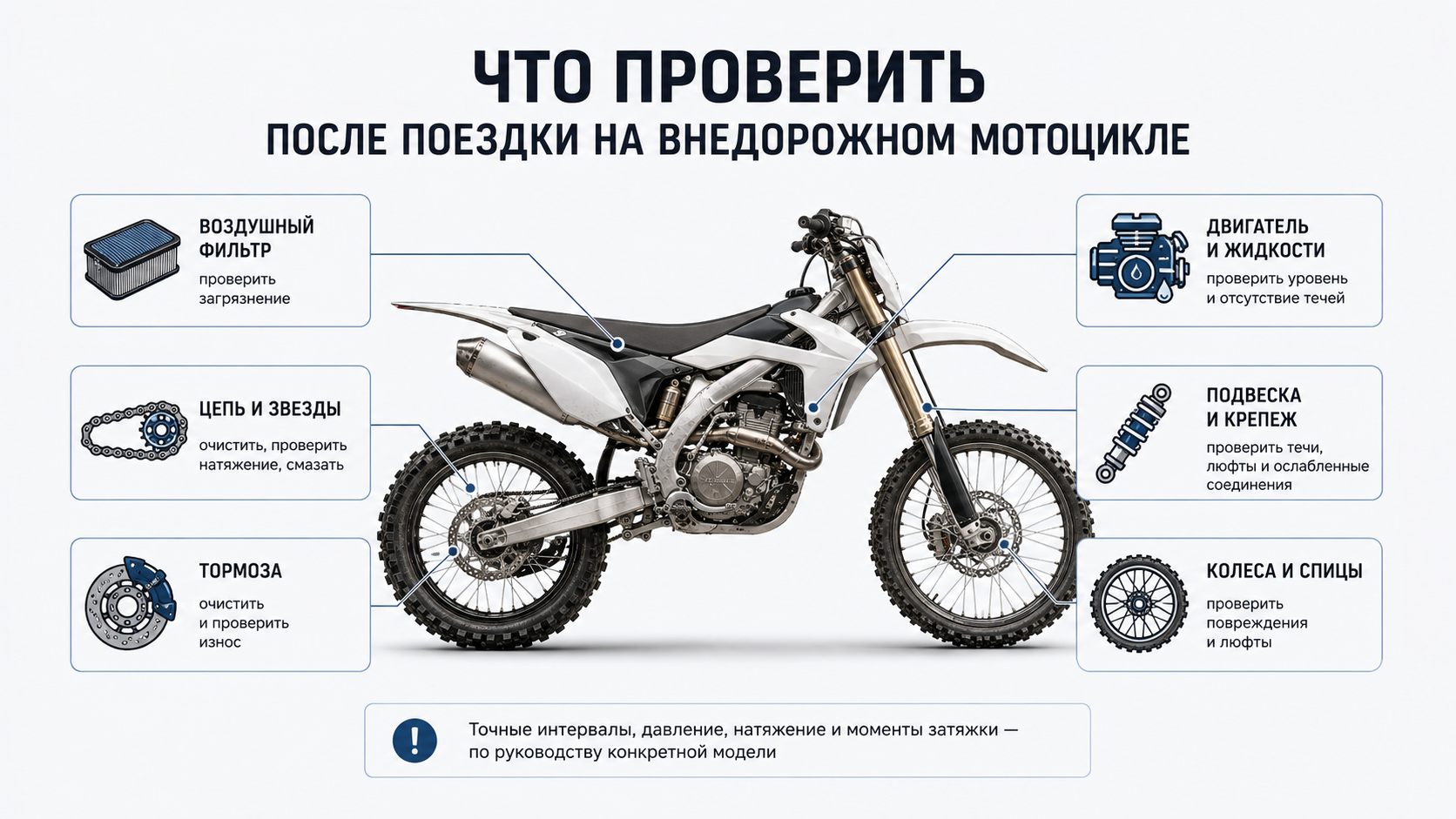 Что проверить на мотоцикле после поездки
